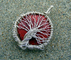 Wire Wrap Red Coral Pendant