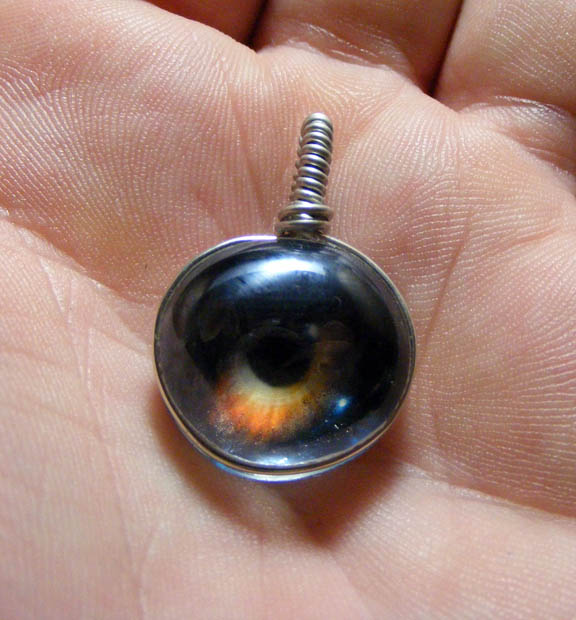 Wire Wrap Wolf Eye Pendant