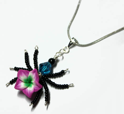 *NEW* Beaded Flower Spider PERFUME Pendant