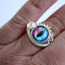 Rainbow Evil Dragon Eye Wire Wrap Ring