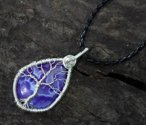 Wire Wrap Purple Agate Tree of Life Pendant