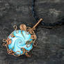 Copper Wire Wrap Swirl Polymer Clay Vortex Pendant