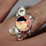 Howling Wolf in Moon Adjusable Wire Wrap Ring