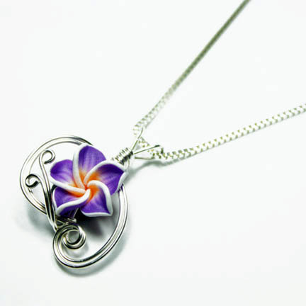 Wire Wrap Tropical Flower Perfume Pendant