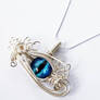 Wire Wrap Blue Glass Dragon Eye Pendant