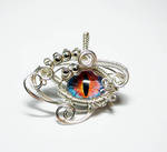 Blue Fire Wire Wrap Glass Dragon Eye Pendant by Create-A-Pendant