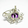 Purple Wire Wrap Glass Dragon Eye Pendant