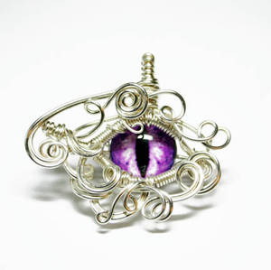 Purple Wire Wrap Glass Dragon Eye Pendant