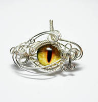 Wire Wrap Yellow Dragon Eye Pendant