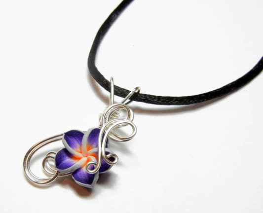 Wire Wrap Plumaria Flower Perfume Pendant