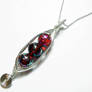 Pea Pod Pendant with Necklace - Red Speckled Glass