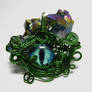 Green Wire Wrap Blue Dragon Eye Pendant