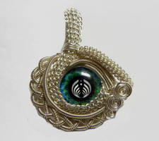 Custom Wire Weaved Glass Eye Pendant