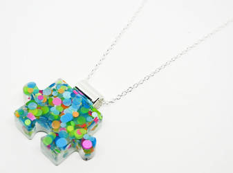 Autism Awareness Resin Puzzle Piece Pendant by Create-A-Pendant