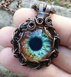 Wire Wrap Zombie Eye Pendant