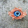 Copper Wire Wrap Glass Zombie Eye Hat Lapel Pin