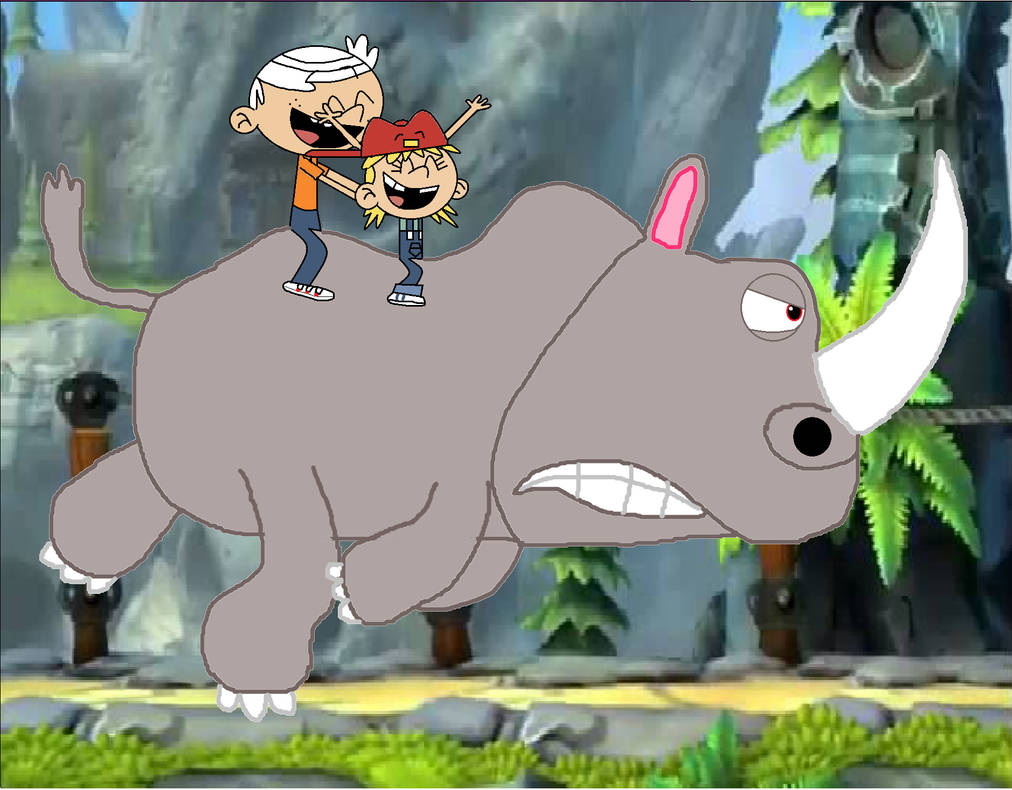 Lincoln and Lana riding on Rambi by VideoJames2019 on DeviantArt