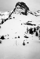 Stock Photo: Snowy mountain in b/w