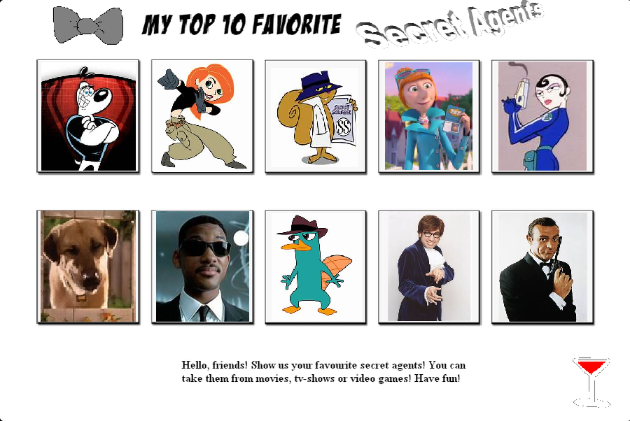 Top 10 Favorite Secret Agents by MCCToonsfan1999 on DeviantArt