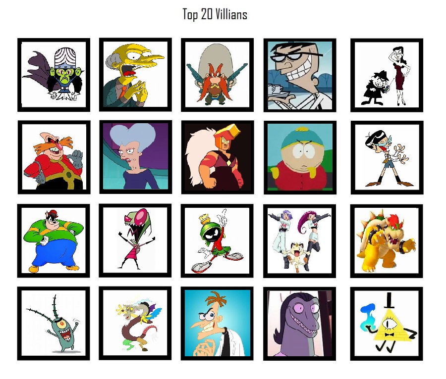 Top 20 Favorite Cartoon Villians by Mccraeiscook2017205 on DeviantArt