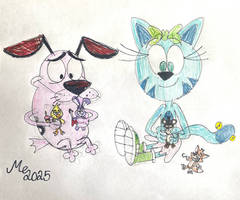 Courage and Barbie play with FNAF Dolls(Redraw)