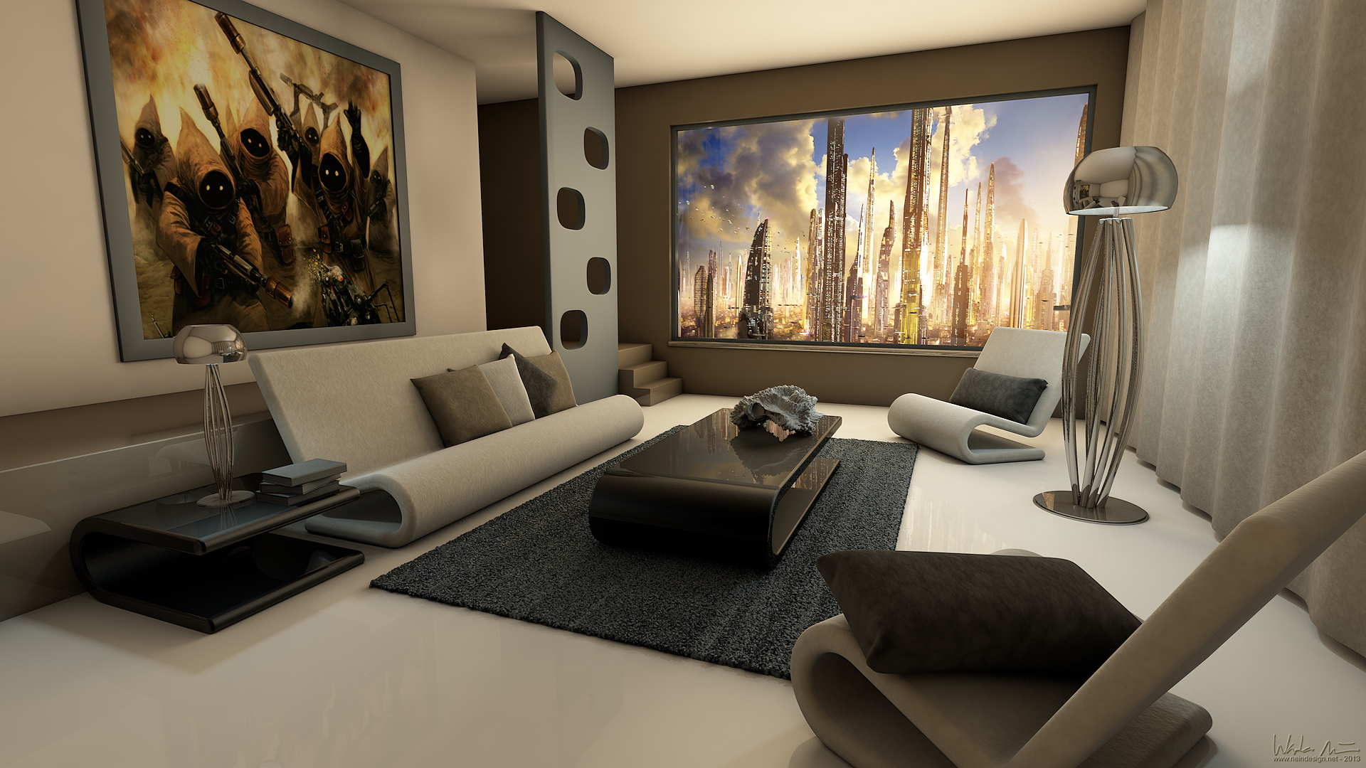 Modern Living Room - Wade Nein - 3D-Midterm