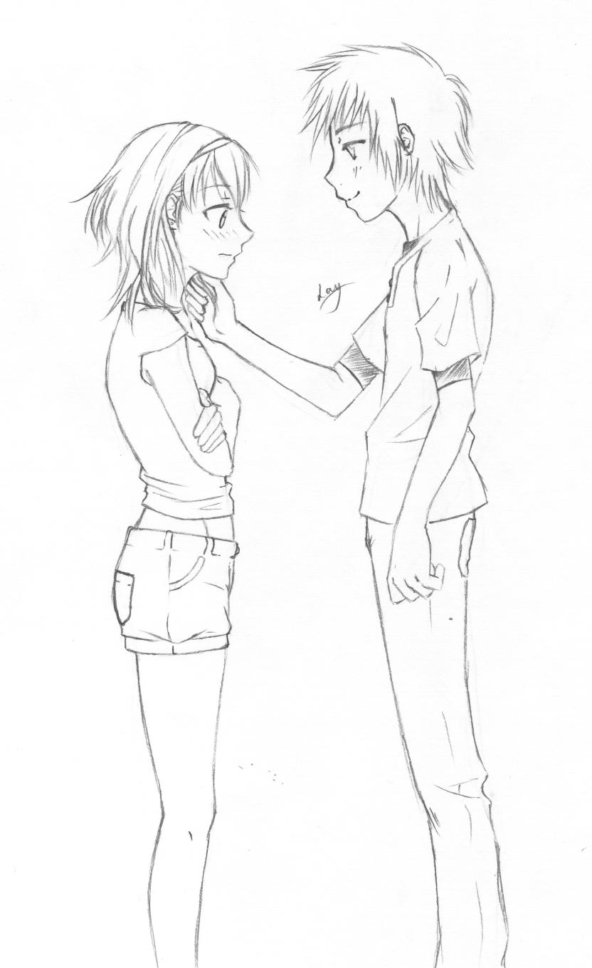 Cute Shy Couple Drawing Reference - Cielo Wallpaper