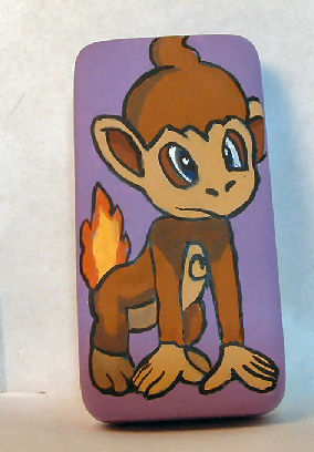 Chimchar Pokemon Painted Domino / Dominoe Keychain