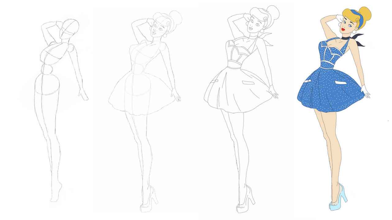 wallpapers Cinderella Cute Princess Drawing Easy retro style disney princess cinderella
