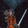 Ezra Bridger with Sith Holocron