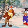 Scrooge and Launchpad fights with snowballs