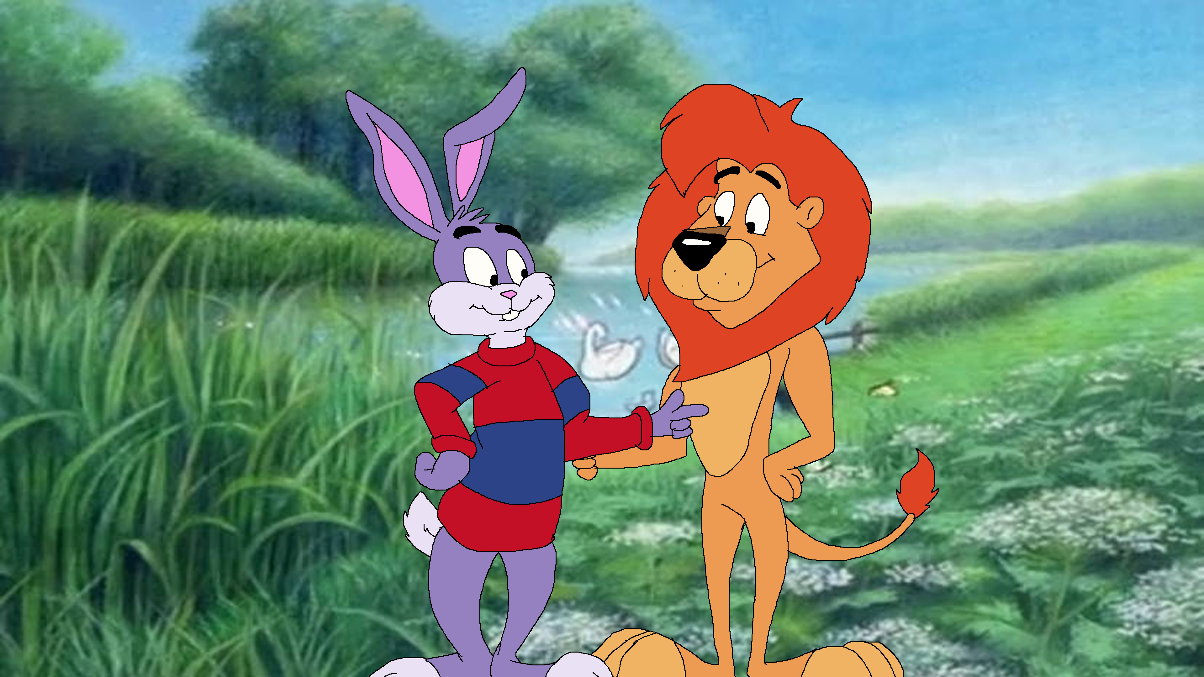 Reader Rabbit and Sam the Lion copying by TomArmstrong20 on DeviantArt