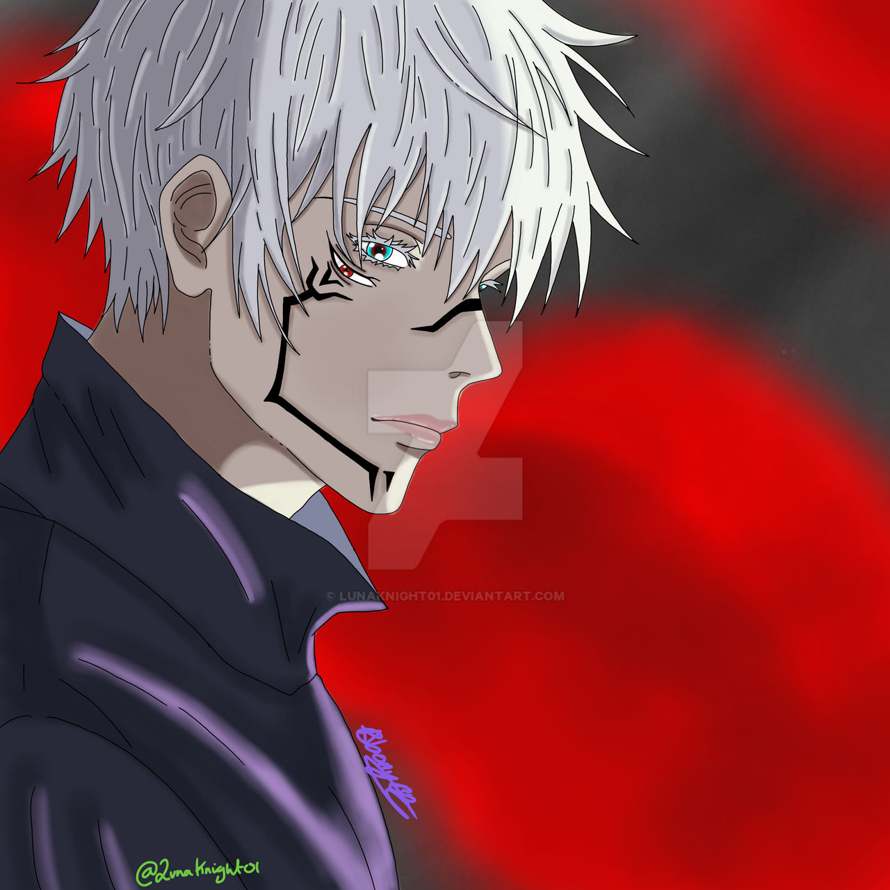 Sukuna in to Gojo's body by LunaKnight01 on DeviantArt