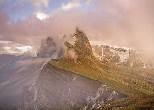 suedtirol seceda in a cloudy mood