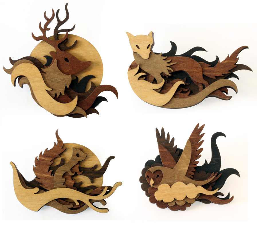 Miniature woodland wallmounts by mtomsky