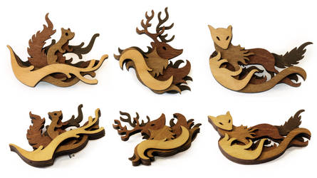 Woodland Brooches by mtomsky