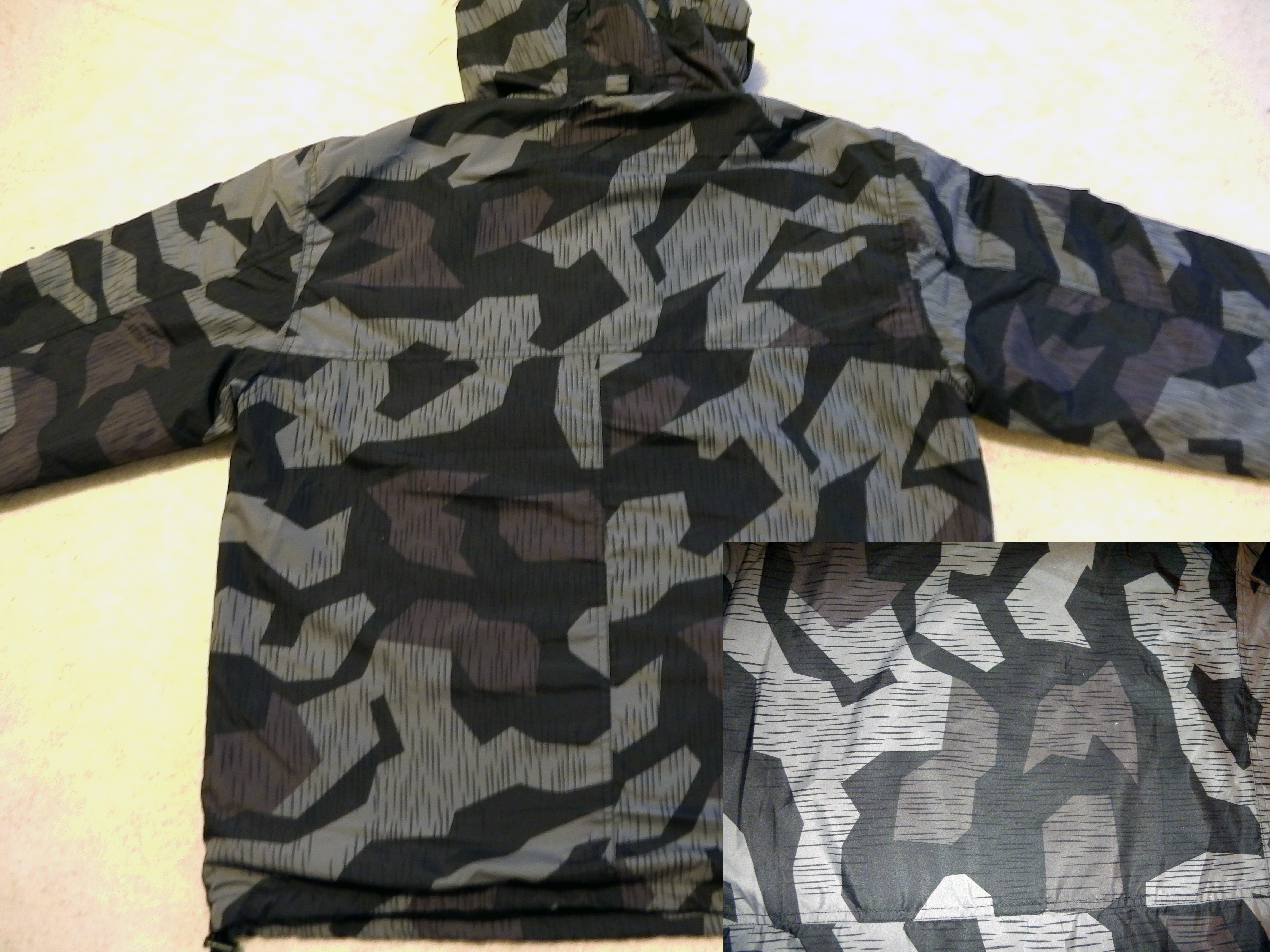 Mil-Tec Combat Anorak Jacket - Splinter Night Camo, Fleece Lined, Hooded Winter Parka