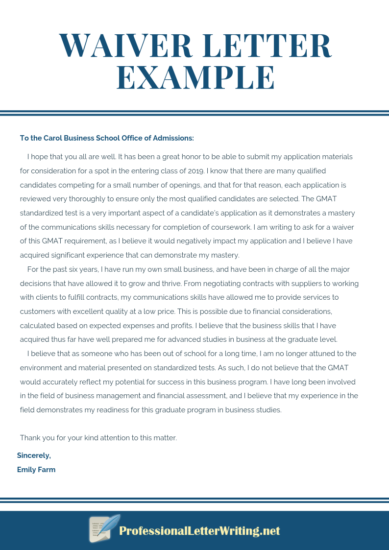 Professional Waiver Letter Example By LetterProfessional On DeviantArt professional-waiver-letter-example-by-letterprofessional-on-deviantart