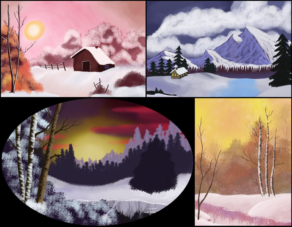 bob ross paintings winter painting inspired