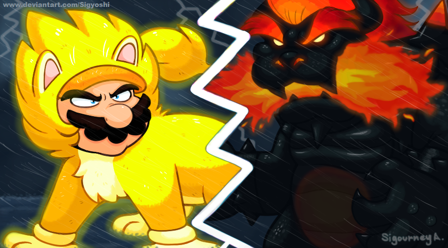 Giga Cat Mario over Cat Mario [Super Mario 3D World + Bowser's