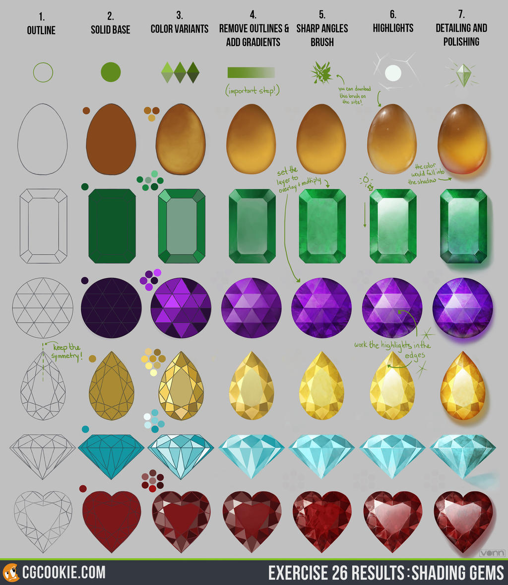 Exercise 26 Results: Shading Gems Step by Step