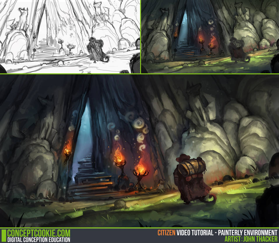 Tutorial: Painterly Environment by CGCookie on DeviantArt