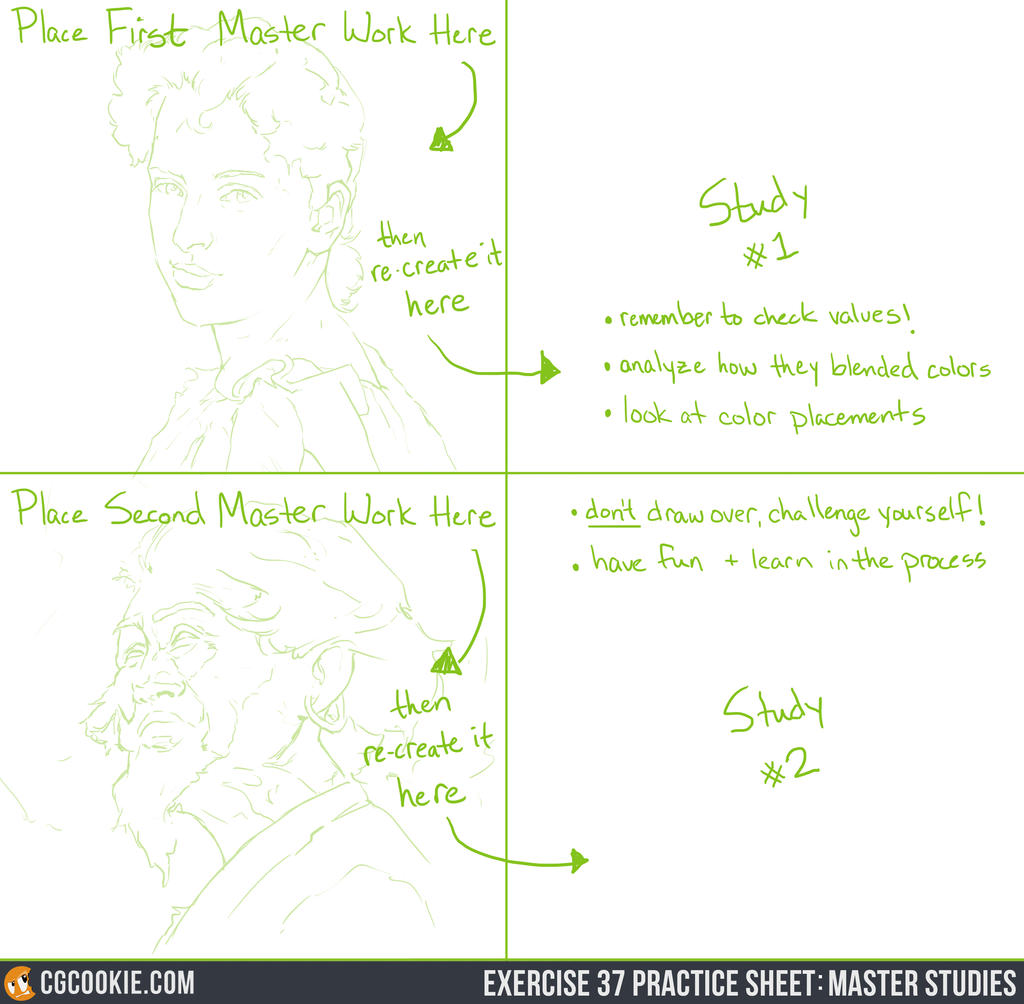 Exercise 37 Practice Sheet: Master Studies by CGCookie on DeviantArt