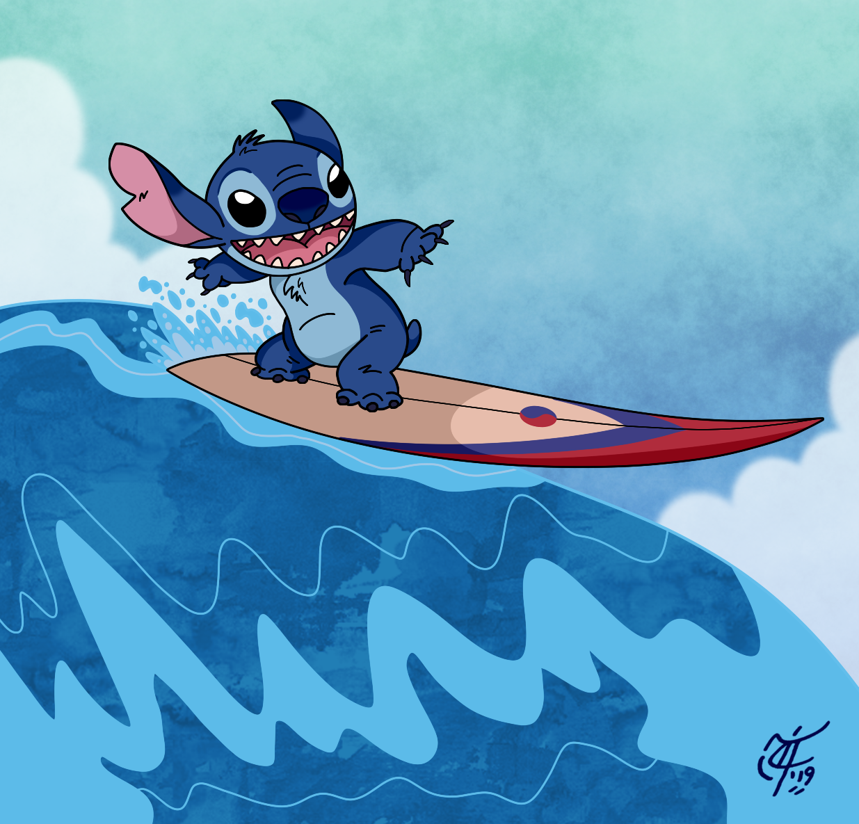 Stitch Riding A Wave Surfin' Stitch by UncleScooter on DeviantArt