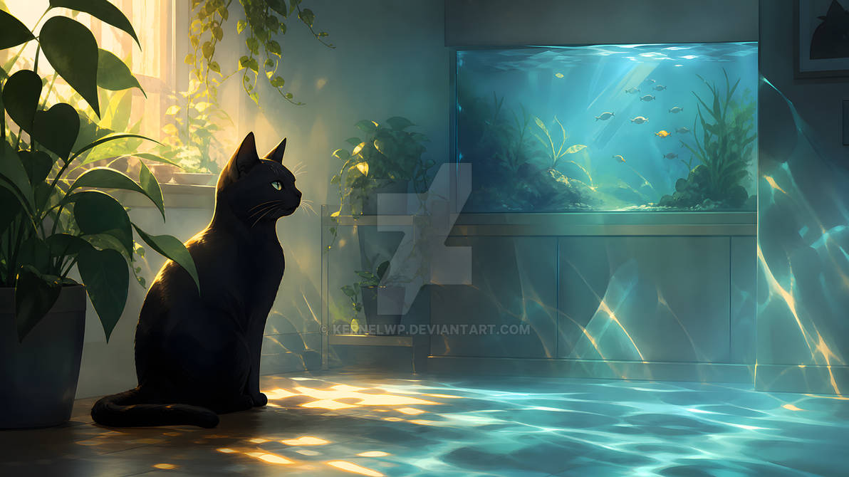 Black Cat Glowing Aquarium Wallpaper By KERNELWP On DeviantArt black-cat-glowing-aquarium-wallpaper-by-kernelwp-on-deviantart