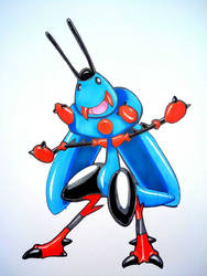 Blue Grasshopper Fakemon