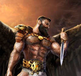 Commission winged barbarian - detail