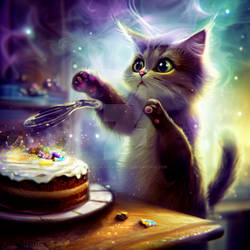 Cat Bakes A Cake