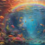 Underwater rainbow 3D wallpaper