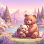 Adorable fluffy bear digital illustration